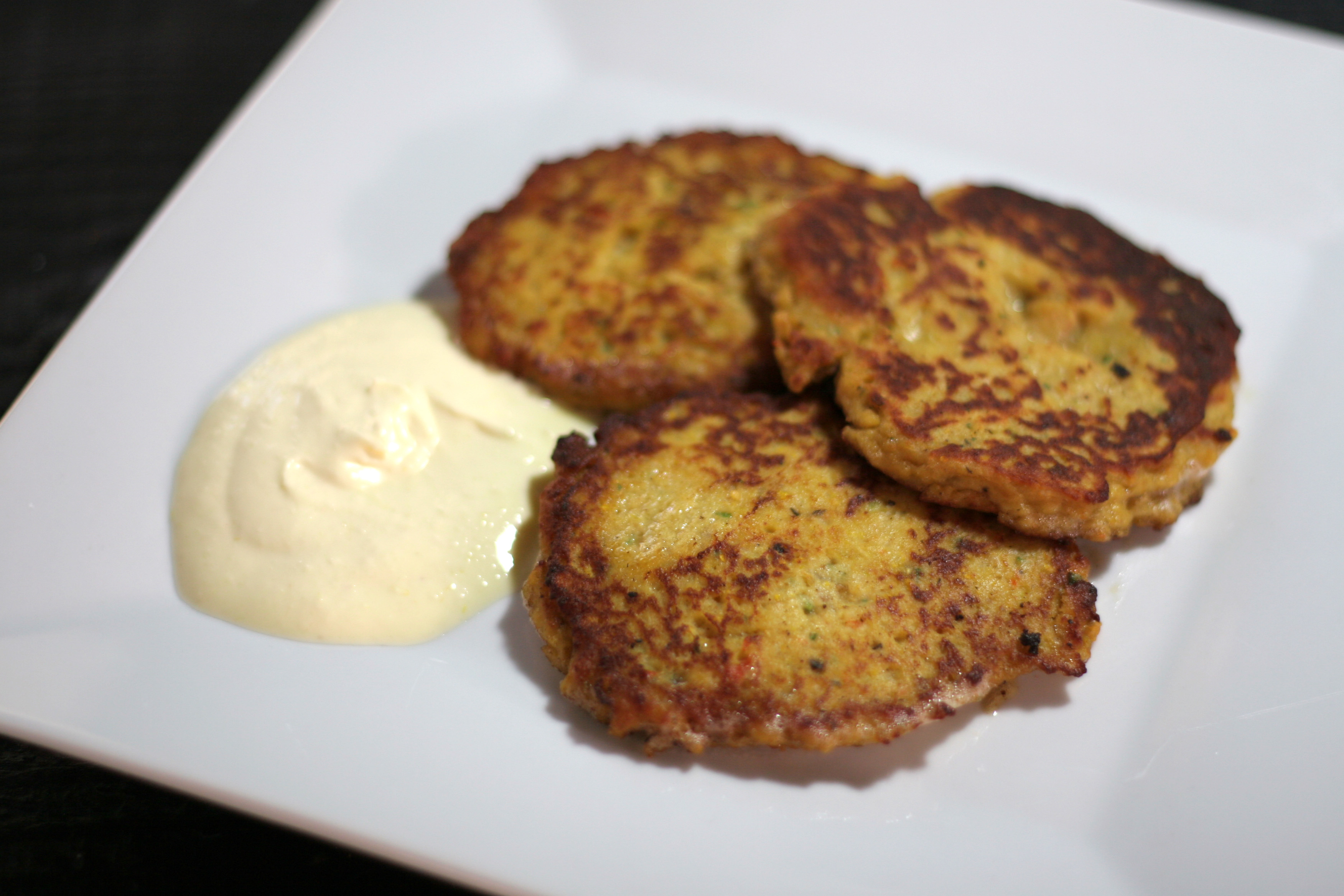 Chicken Cakes with Lemon Ginger Sour Cream