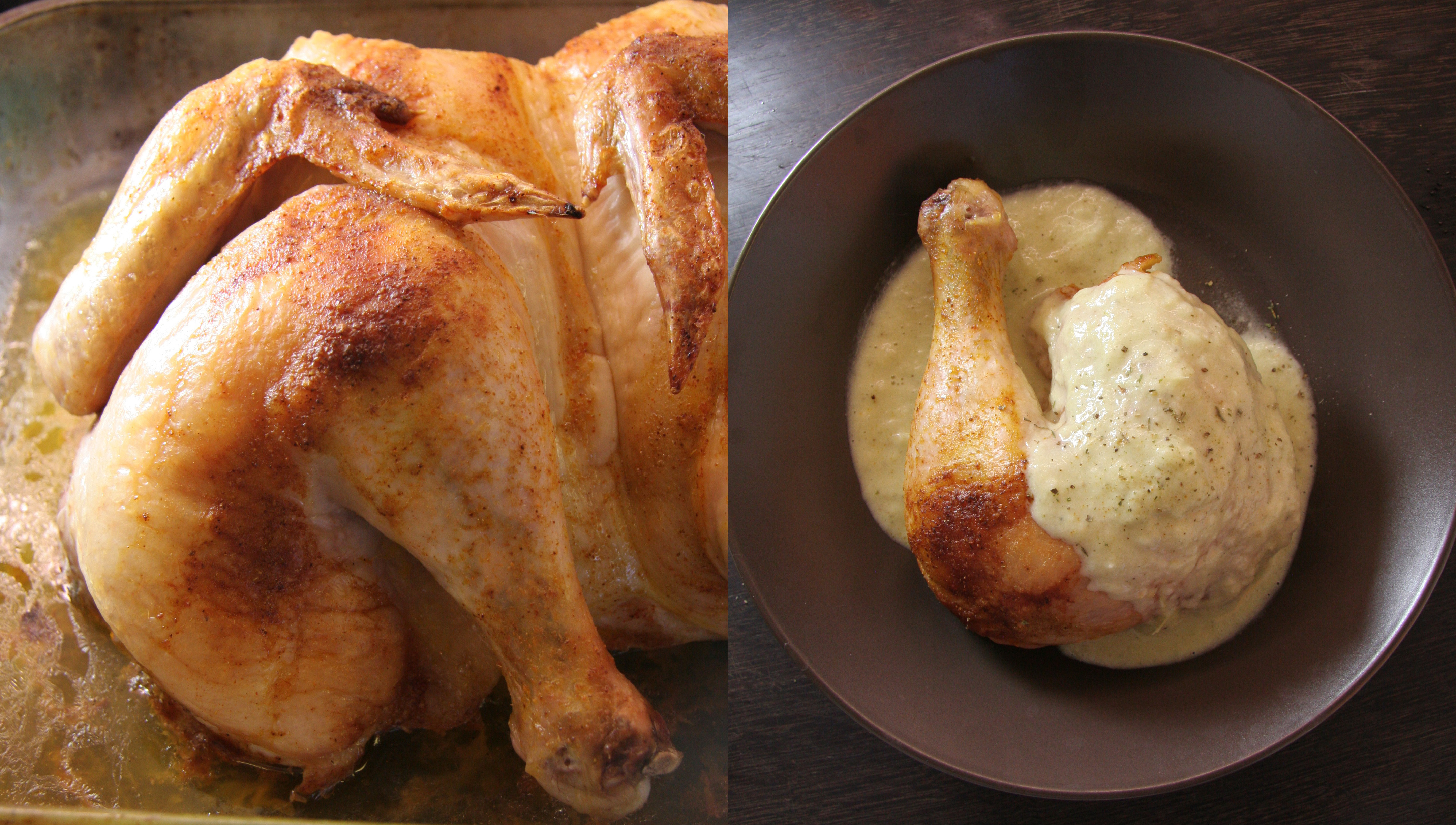 Perfectly Roasted Chicken With Creamy Salsa Verde