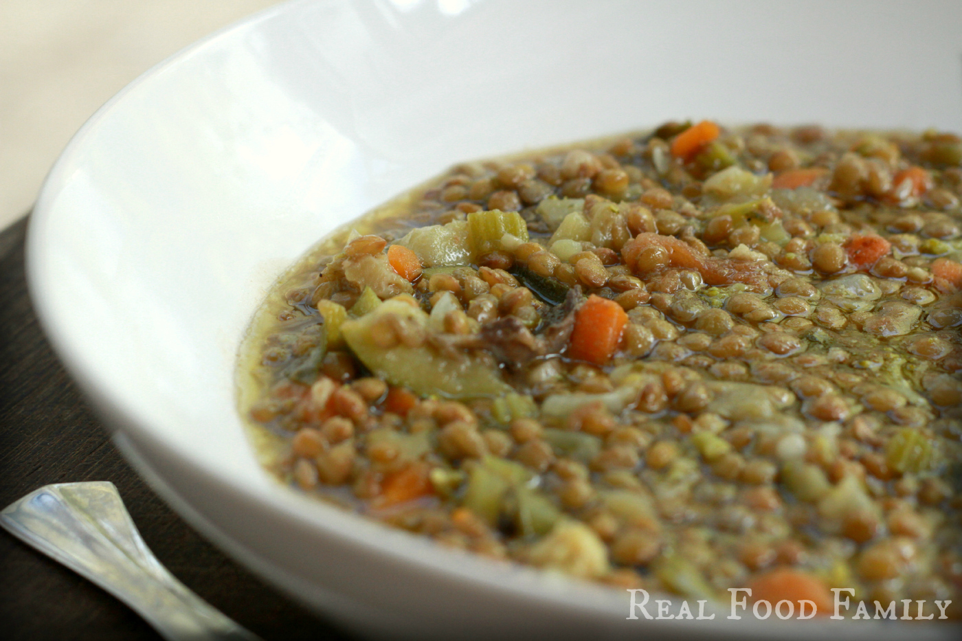 Lentil Vegetable Soup with Bone Marrow Broth ~ RealFoodFamily.com