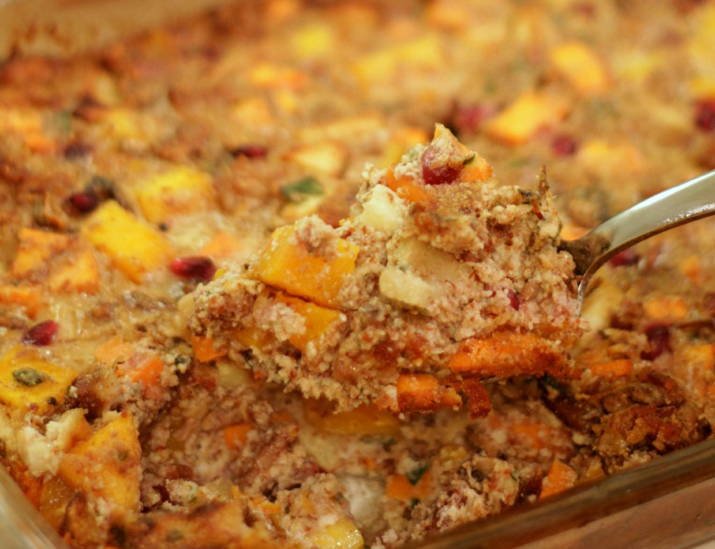 Butternut Squash, Sausage and Pomegranate Stuffing (Grain Free, Paleo, Gluten Free) ~ Real Food Family