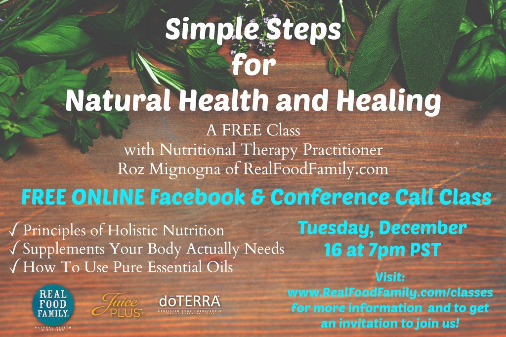 Free Natural Health and Healing Class- ONLINE via Facebook and Conference Call